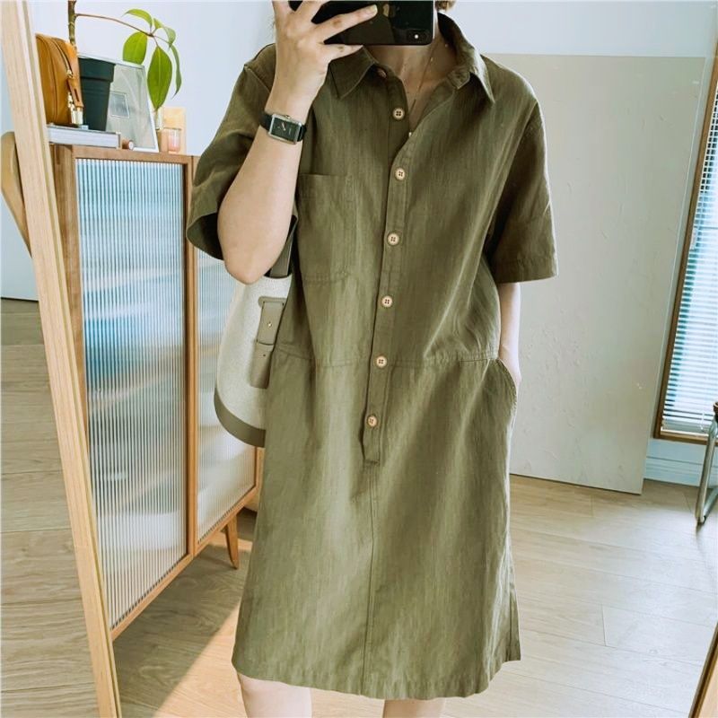 直筒短袖襯衫裙