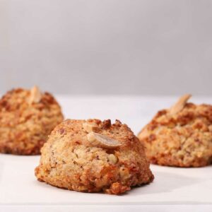 three almond macaroons side view
