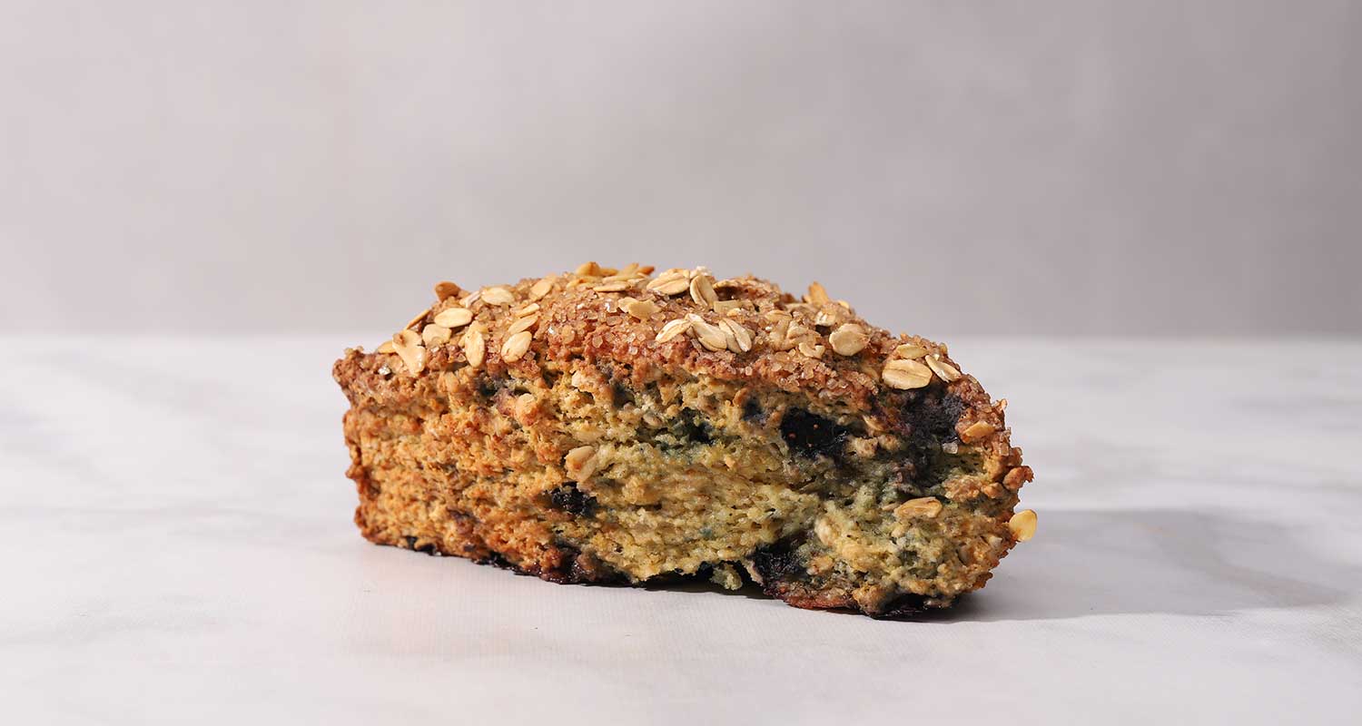 side view of blueberry oatmeal scone from Standard Baking Company