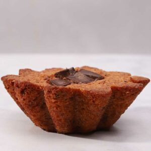 Chocolate pecan financier side view