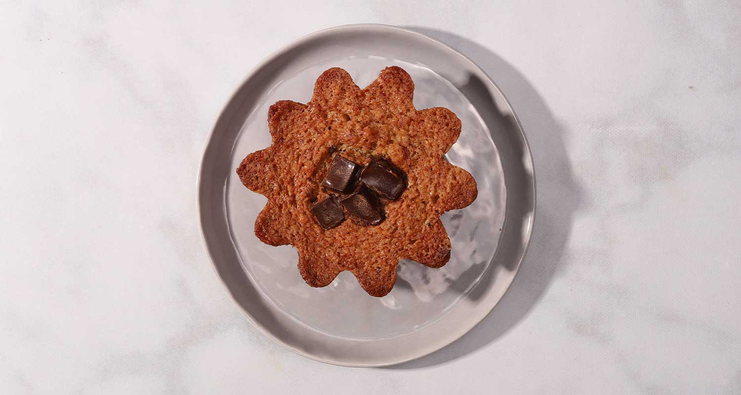 Chocolate pecan financier top view