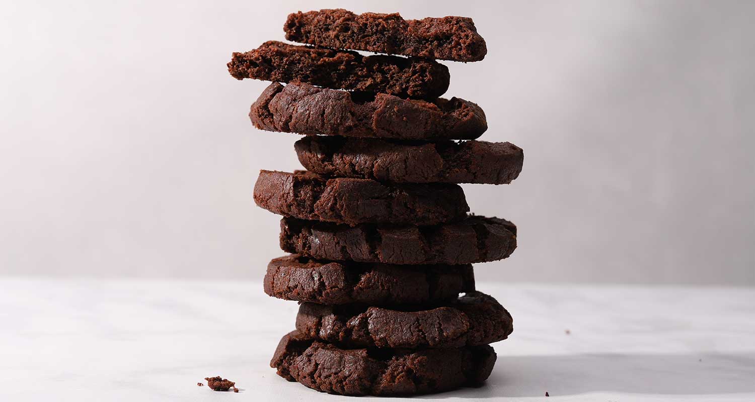 Stacked chocolate sable cookies