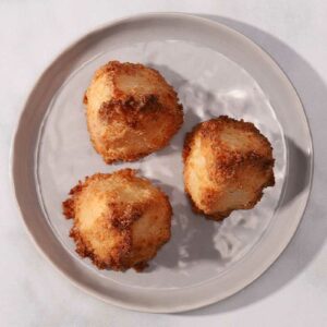 top view of 3 coconut macaroons