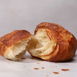 Inside of a fresh croissant.