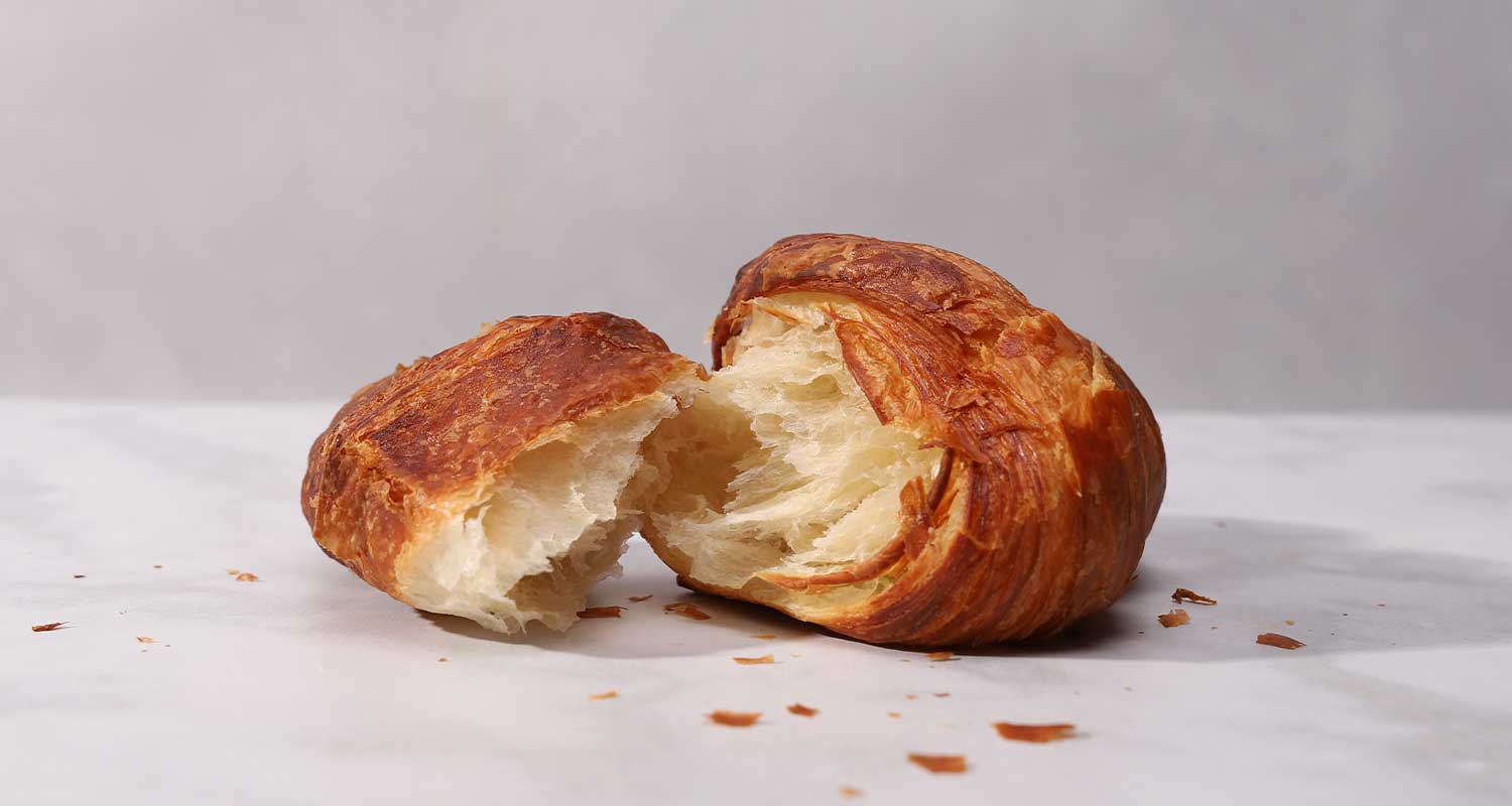 Inside of a fresh croissant.