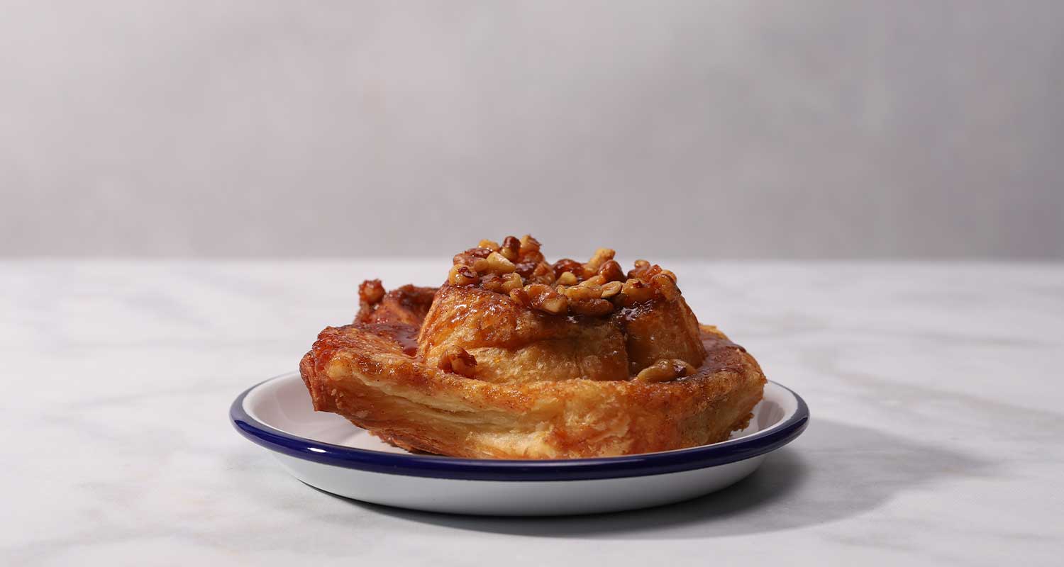 Morning bun with walnuts made in Portland, Maine