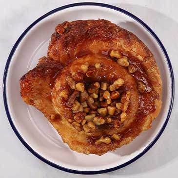 Morning bun with walnuts made in Portland, Maine by Standard Baking Co.