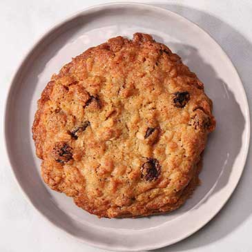 Oatmeal raisin cookie top view