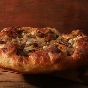 Side view of Olive Onion Focaccia