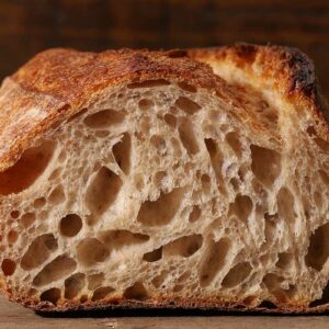 Pain au Levain bread end cut
