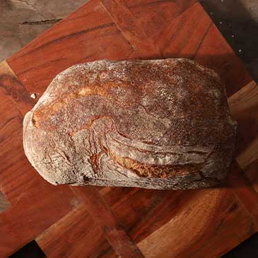 Rustica bread loaf top view square