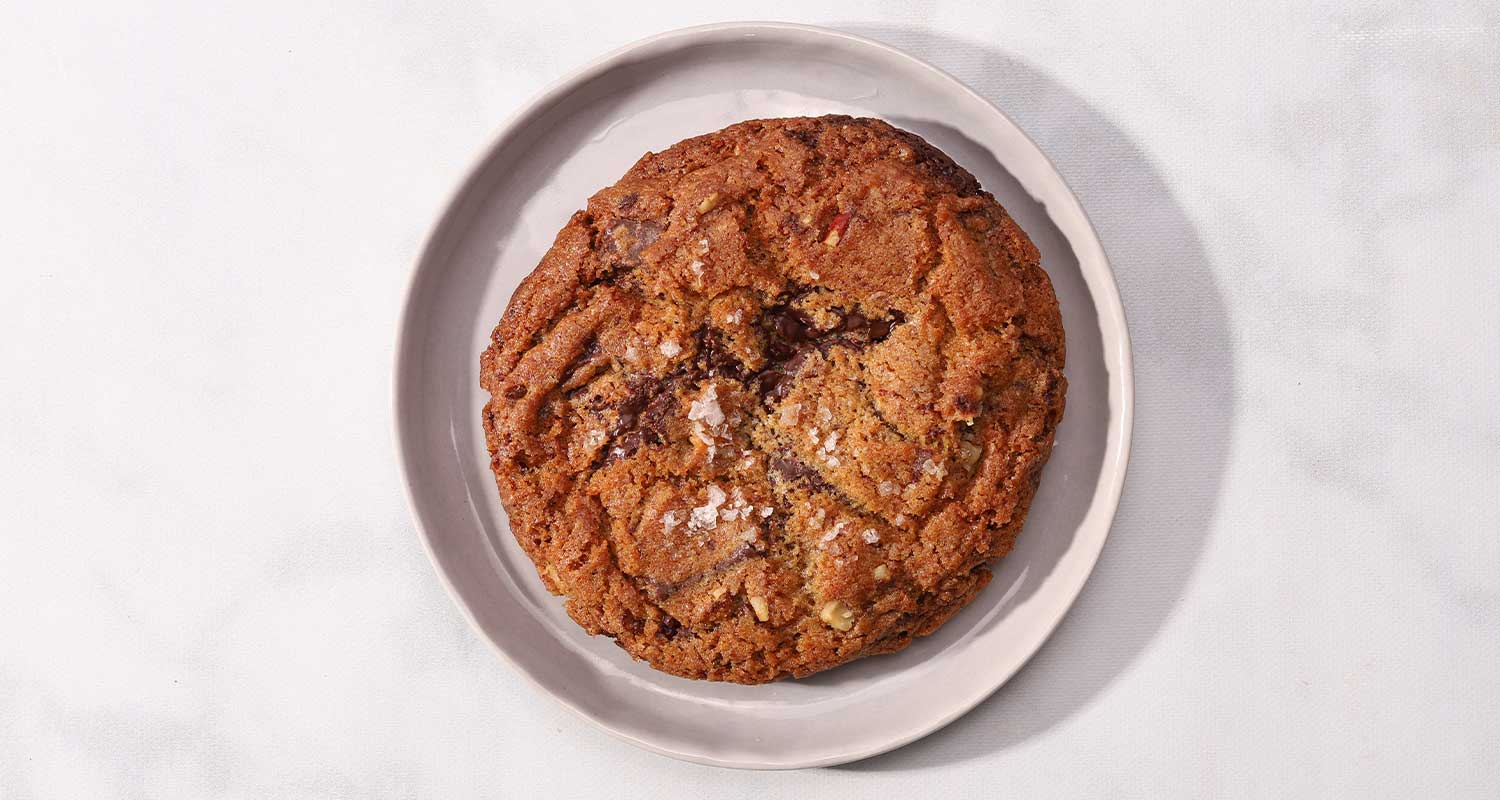 Sea salt chocolate pecan cookie top view